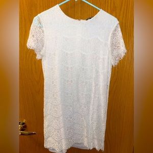 Lulu’s Fitted White Lace Shift Dress | Worn Once